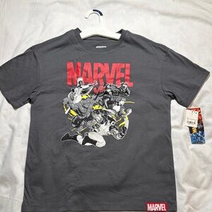 Marvel Graphic Tee Superhero Comic Print Gray Boys Size M Casual Kids Clothing